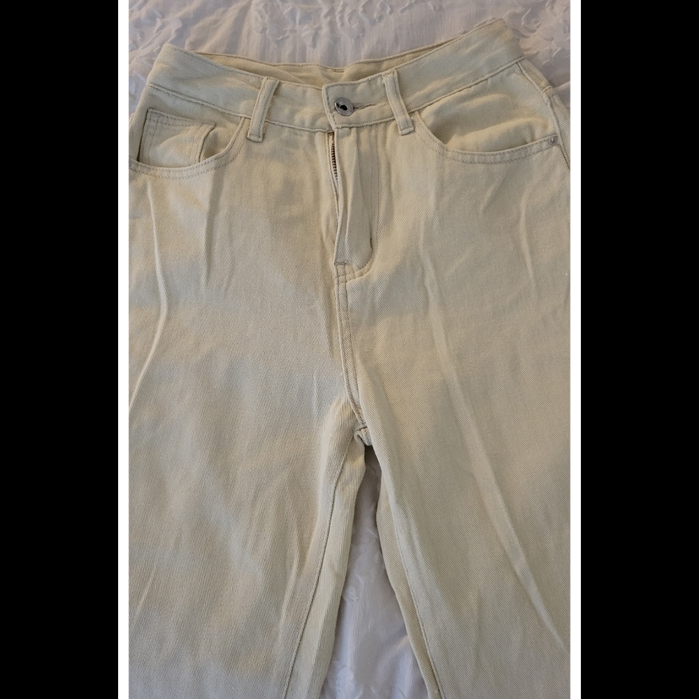 Flare Out Jeans in Light Beige Size XS from Shein